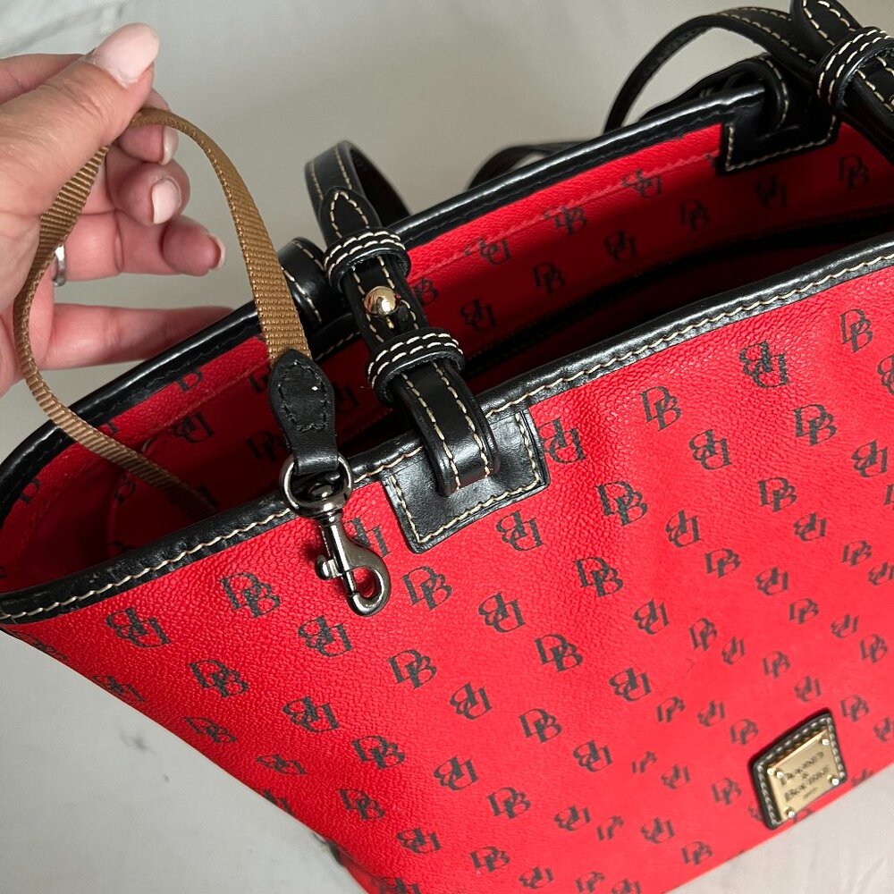 Dooney & Bourke Gretta Red Black Small Leisure Shopper Tote - Picture 6 of 15